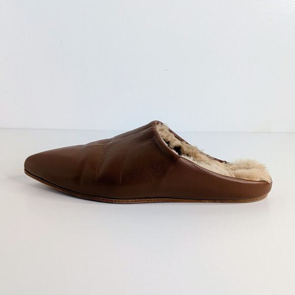 Coclico Dia Mule Shearling Slides 38 Brown Leather Quiet Luxury Cozy Chic - Picture 5 of 13